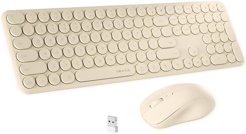 xUBOTIE Wireless Computer Keyboard and Mouse, Rainbow Colorful 100 Round Keycaps for PC(Blue Gradient) in Saudi Arabia