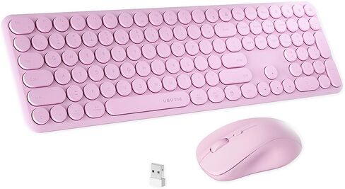 xUBOTIE Wireless Computer Keyboard and Mouse, Rainbow Colorful 100 Round Keycaps for PC(Blue Gradient) in Saudi Arabia