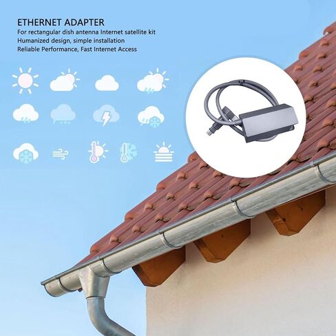 Ethernet Adapter, Plug and Play Satellite Internet V2 Ethernet Wired Network Connection Satellite Internet Extension Cord for V2 Rectangle Dish (2m) in Saudi Arabia