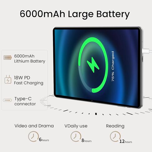 Android 15 Tablet,10 inch Tablets, Octa Core CPU, 12GB+64GB+512GB Expansion, Wi-Fi6, 6000mAh Battery Tablet PC, Dual Camera, 1280x800 Display Screen, Widevine L1 Google Kids Space in Saudi Arabia