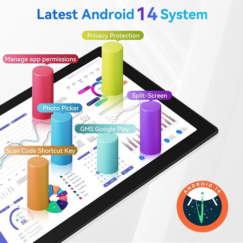 تابلت Android 14، ثماني النواة 10 بوصة، 8 جيجابايت + 64 جيجابايت (قابل للتوسيع حتى 1 تيرابايت)، تابلت أندرويد مع بلوتوث 5.3، واي فاي 6، كاميرا مزدوجة، 5 ميجابكسل + 8 ميجابكسل، معرف الوجه، 4G لاسلكي (أسود) in Kuwait