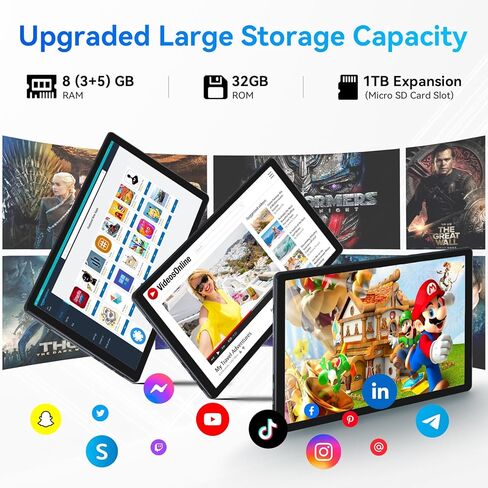 تابلت Android 14، ثماني النواة 10 بوصة، 8 جيجابايت + 64 جيجابايت (قابل للتوسيع حتى 1 تيرابايت)، تابلت أندرويد مع بلوتوث 5.3، واي فاي 6، كاميرا مزدوجة، 5 ميجابكسل + 8 ميجابكسل، معرف الوجه، 4G لاسلكي (أسود) in Kuwait