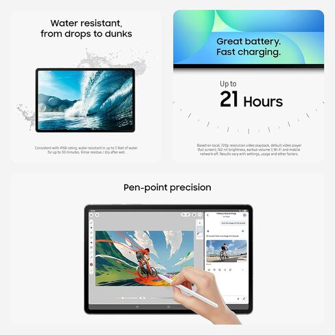 Samsung Galaxy Tab S10 FE+ 13.1 بوصة 256 جيجابايت واي فاي تابلت أندرويد، شاشة كبيرة، عمر بطارية طويل، معالج قوي، قلم S، تخزين قابل للتوسيع، إصدار الولايات المتحدة، 2025، أزرق (متجدد) in Kuwait