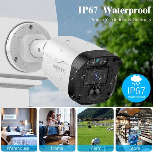 OOSSXX HD 5.0 ​​ميجابيكسل 1944P كاميرا مراقبة CCTV سلكية خارجية لـ 720P/1080N/1080P/5MP/4K HD TVI AHD CVI التناظرية المنزلية أنظمة مراقبة الفيديو CCTV DVR، IP67 مقاومة للماء in Kuwait