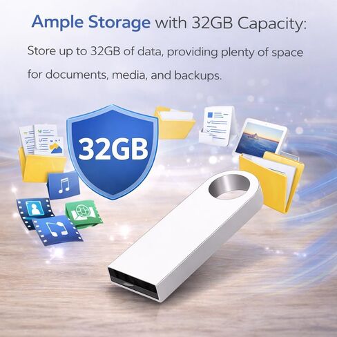 32GB Car USB 2.0 Mini Flash Drive, Silver, Chips, Stable Transmission, Plug and Play, Wide Compatibility for Vehicles, Laptops, and More in Saudi Arabia