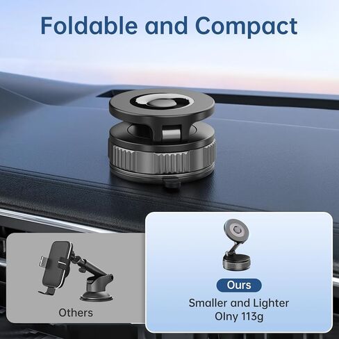 Magnetic Phone Holder for Car with NanoGel Vacuum Suction Cup, 360° Adjustable Car Mount for iPhone Magsafe, Phone Holders for Your Car with Metal Ring for Android, Car Phone Holder for Truck/Gym in Saudi Arabia