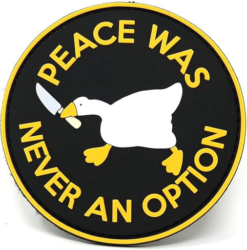 Peace was Never an Option Goose with Knife PVC Hook and Loop Morale Patch | Funny Tactical Patch in Saudi Arabia