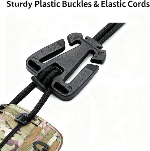 12Pcs Web Dominator Molle Strap Keepers – Elastic String Tactical Clips with Hose Clip, for Hydration Hose Management & Webbing Straps, Ideal for Outdoor Gear, Pouches & Tactical Equipment in Saudi Arabia
