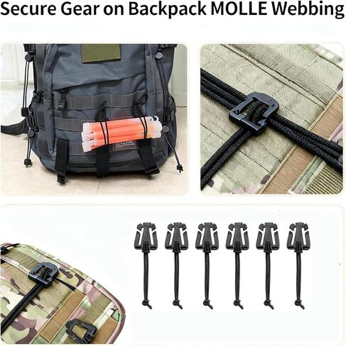 12Pcs Web Dominator Molle Strap Keepers – Elastic String Tactical Clips with Hose Clip, for Hydration Hose Management & Webbing Straps, Ideal for Outdoor Gear, Pouches & Tactical Equipment in Saudi Arabia