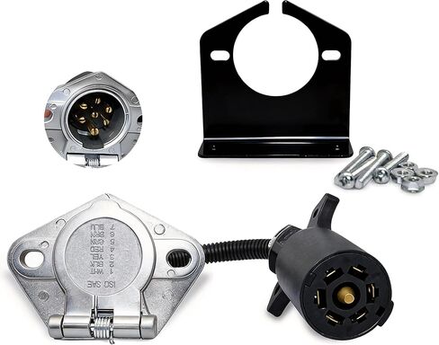 محول شفرة NEWSUN® 7 دبوس RV إلى مقبس مقطورة دائري 7 اتجاهات، موصل Adpater 7 Prong مع حزام الأسلاك، موصل نهاية السيارة، دعامة تثبيت لجرار شاحنة بيك اب نصف شاحنة in Kuwait