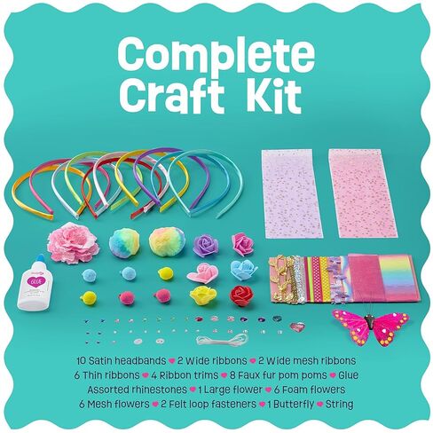 Headband Making Kit for Girls - Arts & Crafts Gift - Make Your Own Fashion Headbands for Kids - DIY Hair Accessories Set - Gift for Ages 5-12 Year Old Girl - Little Kids Art & Craft Gifts in Saudi Arabia