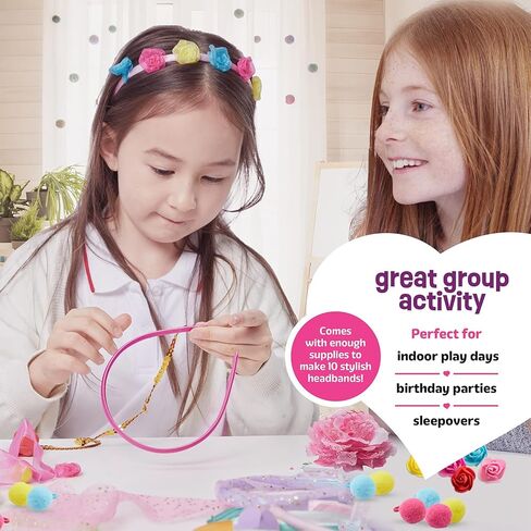Headband Making Kit for Girls - Arts & Crafts Gift - Make Your Own Fashion Headbands for Kids - DIY Hair Accessories Set - Gift for Ages 5-12 Year Old Girl - Little Kids Art & Craft Gifts in Saudi Arabia