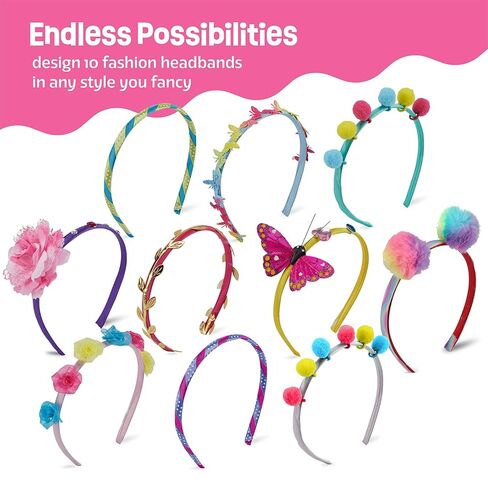 Headband Making Kit for Girls - Arts & Crafts Gift - Make Your Own Fashion Headbands for Kids - DIY Hair Accessories Set - Gift for Ages 5-12 Year Old Girl - Little Kids Art & Craft Gifts in Saudi Arabia