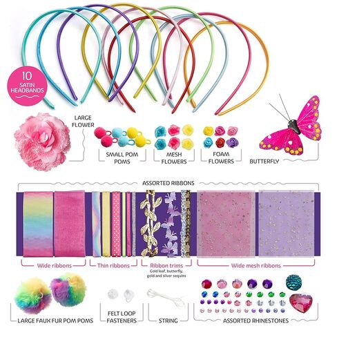 Headband Making Kit for Girls - Arts & Crafts Gift - Make Your Own Fashion Headbands for Kids - DIY Hair Accessories Set - Gift for Ages 5-12 Year Old Girl - Little Kids Art & Craft Gifts in Saudi Arabia