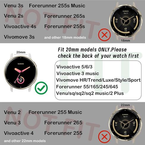 20 مم مغناطيسي معدني متوافق مع سوار ساعة Garmin Vivoactive 5/موسيقى Vivoactive 6/3/3، حزام شبكي من الفولاذ المقاوم للصدأ سريع الفك لـ Venu Sq 2 & Forerunner 55/165/245/645/570-42 مم in Kuwait