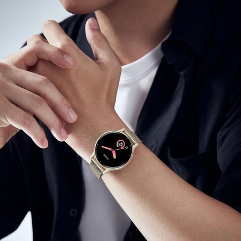 20 مم مغناطيسي معدني متوافق مع سوار ساعة Garmin Vivoactive 5/موسيقى Vivoactive 6/3/3، حزام شبكي من الفولاذ المقاوم للصدأ سريع الفك لـ Venu Sq 2 & Forerunner 55/165/245/645/570-42 مم in Kuwait