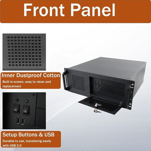 حقيبة حامل 4U، حافظات مثبتة على حامل هيكل الخادم، 7X3.5 HDD+ 2X 5.25 ODD، 7 × فتحة PCI، قفل ومفتاح اللوحة الأمامية، متوافق مع ATX، CEB (حقيبة خادم 4U) in Kuwait