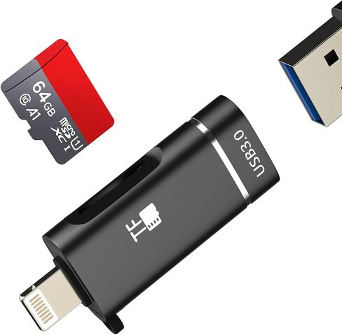 Lightning to USB Adapter for iPhone 14 13 Pro Max (2in1) Micro SD Card Reader for Apple Cable Digital Camera for Ipad Flash Drive 3.0 Converter Adaptor Mouse TF Keyboard Cord Adaptador Mfi Connection in Saudi Arabia