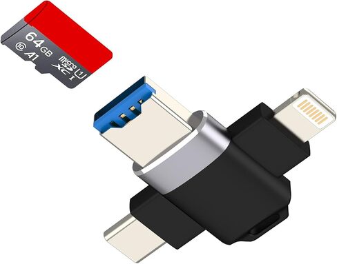 قارئ بطاقة Micro SD إلى محول USB Lightning من النوع C لهاتف Iphone 14 15 16 17 Pro (3in1) كاميرا رقمية TF ذاكرة نقل للكمبيوتر Macbook صور عالية السرعة Thunderbolt صور فوتوغرافية خارجية in Kuwait