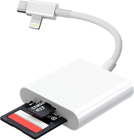 [معتمد من Apple MFi] قارئ بطاقة SD لجهاز iPhone iPad، محول بطاقة USB 3.0 نوع C SD/TF مع موصلات Lightning وUSB C المزدوجة التوصيل والتشغيل SD MicroSD USB-A 3 فتحات كاميرا ذاكرة Trail in Kuwait