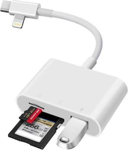 [معتمد من Apple MFi] قارئ بطاقة SD لجهاز iPhone iPad، محول بطاقة USB 3.0 نوع C SD/TF مع موصلات Lightning وUSB C المزدوجة التوصيل والتشغيل SD MicroSD USB-A 3 فتحات كاميرا ذاكرة Trail in Kuwait
