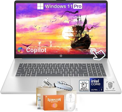 كمبيوتر محمول HP بشاشة لمس 17.3 بوصة، ومعالج Intel Ultra 7 255U 12-Core وIntel AI مدمج (12 قطعة)، وذاكرة الوصول العشوائي DDR5 سعة 64 جيجابايت، و2 تيرابايت SSD، ولوحة مفاتيح بإضاءة خلفية، وشحن سريع، وCopilot AI، وWi-Fi 6، وWin 11 Pro، مع الملحقات in Kuwait