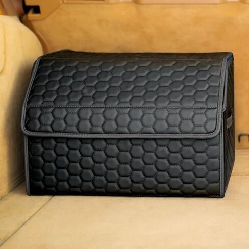 منظم الجذع القابل للطي للسيارة - منظمي الجذع تخزين السيارات - منظم جذع السيارات القابل للطي مع غطاء - منظم شحن صغير - منظمة Trunk (17.7 بوصة ، أسود) in Kuwait