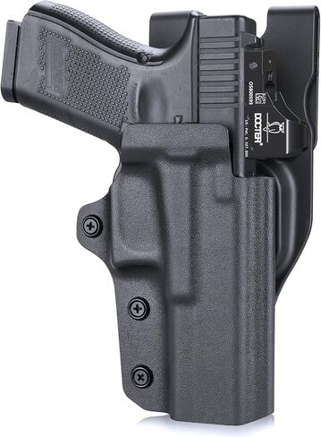 WARRIORLAND G19 Duty Holster Level II Thumb Release Optics Cut متوافق مع Glock 17/19/19X/44/45 Gen 3 4 5 & G23/32 Gen 3-4، حزام الخصر الخارجي، Adj. الاحتفاظ ومجداف واجب 360 درجة، اليد اليمنى in Saudi Arabia