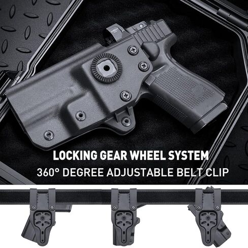 WARRIORLAND G19 Duty Holster Level II Thumb Release Optics Cut متوافق مع Glock 17/19/19X/44/45 Gen 3 4 5 & G23/32 Gen 3-4، حزام الخصر الخارجي، Adj. الاحتفاظ ومجداف واجب 360 درجة، اليد اليمنى in Saudi Arabia