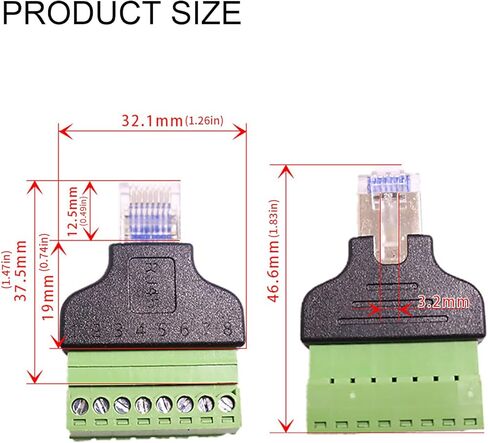 محولات RJ45 ذكر إلى 8Pin محولات محمية بدون لحام لتوصيل كابل إيثرنت بأجهزة توجيه الكمبيوتر وأجهزة التلفاز لإعدادات الشبكات لأجهزة التوجيه والكمبيوتر in Saudi Arabia