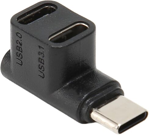 Dioche ثنائي أنثى USB 2 قطعة USB C 3.1 محول زاوية 90 درجة 10 جيجابت في الثانية موصل زاوية قائمة أنثى مزدوج - نقل بيانات عالي السرعة، توصيل طاقة 100 وات، توافق عالمي in Kuwait
