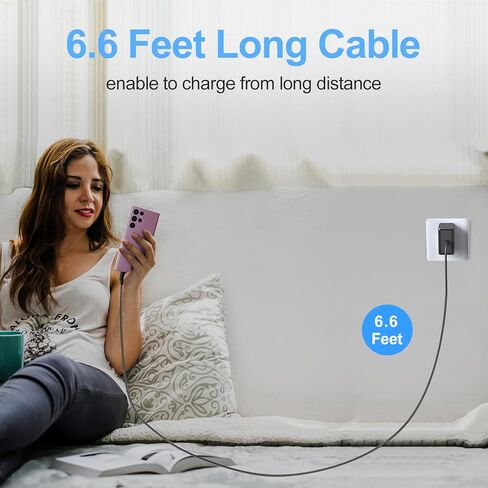 25W USB C Super Fast Charging Adapter for Samsung Galaxy A16/A15/A14/A13/A9/A71/A54/A53/A42/A32/A31/S25 Ultra/S24+/S23/W25/Z Flod6, PD Port Wall Charger Block with 6.6ft Type C Phone Cable in Saudi Arabia