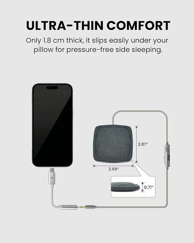 Avantree Slumber Mini – Ultra-Thin Wired Pillow Speaker for Sleeping, Soft Bedtime Audio, No Charging Needed, Sleeping Headphones for Podcasts & Audiobooks, in-Line Volume Control, USB-C & AUX in Kuwait