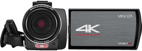 كاميرا فيديو Minolta MN4K25NV 4K Ultra HD 30 ميجا بيكسل للرؤية الرقمية الليلية (أسود) حزمة مع بطاقة ذاكرة 128 جيجابايت + حامل ثلاثي للكاميرا + ضوء LED (متجدد) in Saudi Arabia