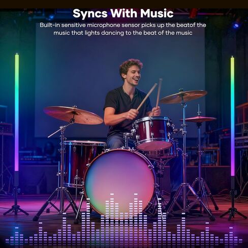 4 Pack LED Tube Light, 4ft RGB Light Tube with Stand, Handheld DJ Stage Lights Bar for Party, 500 Effects, Music Sync/Dynamic/Static Modes, 5000mAh Rechargeable Battery in Saudi Arabia