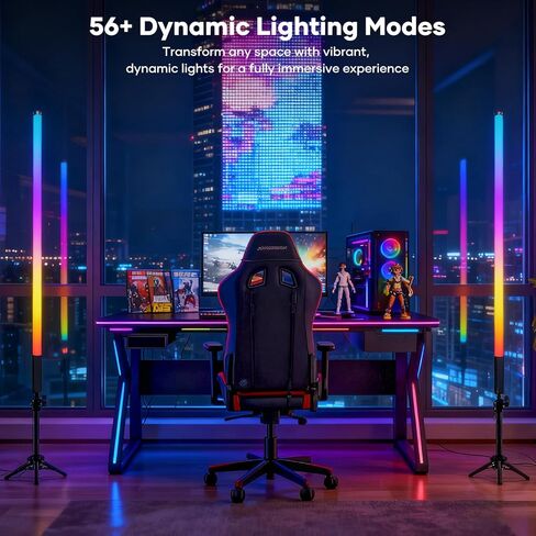 4 Pack LED Tube Light, 4ft RGB Light Tube with Stand, Handheld DJ Stage Lights Bar for Party, 500 Effects, Music Sync/Dynamic/Static Modes, 5000mAh Rechargeable Battery in Saudi Arabia