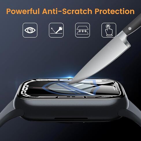 YMHML 3 Pack for Apple Watch Series 9 Screen Protector 45mm [Zero Bubble], Upgrade 3D Full Coverage HD Clear Waterproof Film with [Auot Install Cabin] for Apple Watch Series 9/8/7 Accessories in Saudi Arabia