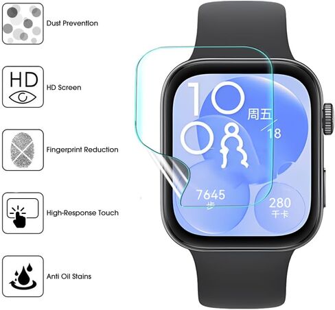 5PCS Soft TPU Film Protective Films for Huawei Fit 3 Smartwatch Screen Protectors Anti-scratch HD Clear Watch Film,Hydrogel in Saudi Arabia