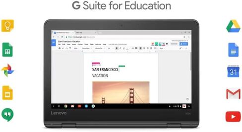 كمبيوتر محمول Lenovo 300e Gen 2 بشاشة لمس 11.6 بوصة، كمبيوتر محمول Chromebook، معالج Intel Celeron N4020 1.10 جيجا هرتز للطلاب، ذاكرة وصول عشوائي 4 جيجابايت، 32 جيجابايت SSD، لوحة مفاتيح يابانية، نظام تشغيل Chrome (متجدد) in Kuwait