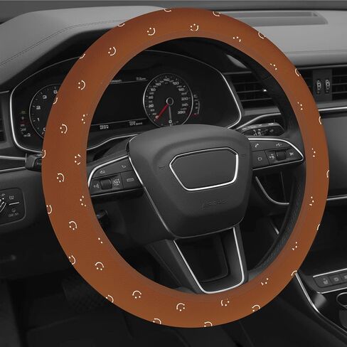 Soft Cloth Steering Wheel Cover Cute Black Fabric Car Wheel Covers Breathable Washable Car Accessory Cool in Summer Universal 14.5 15 Inch in Saudi Arabia