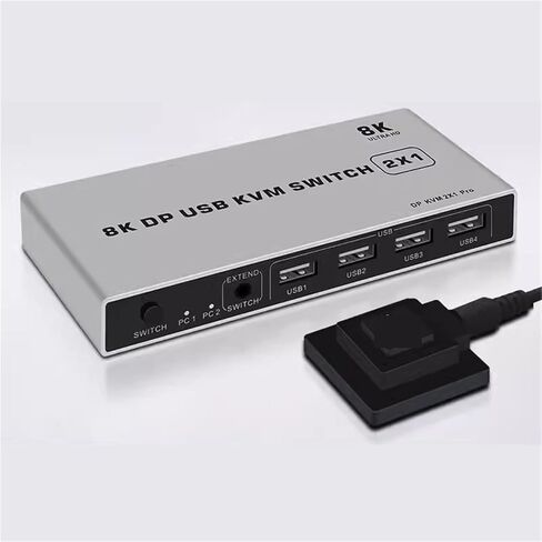 Displayport KVM Switch 2x1 4K 60Hz 8K DP USB 2 in 1 Out for PC Share Mouse Keyboad Monitor with Desktop Controller(8K Version) in Saudi Arabia