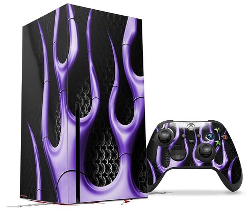 ملصق من الفينيل من WraptorSkinz متوافق مع وحدة التحكم ووحدة التحكم XBOX Series X - لهب معدني أرجواني (وحدة التحكم في الألعاب غير متضمنة) in Saudi Arabia
