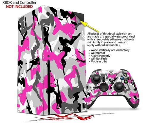 ملصق من الفينيل من WraptorSkinz متوافق مع وحدة التحكم ووحدة التحكم XBOX Series X - صورة ظلية مثيرة للفتيات مموهة باللون الوردي الفوشيا (وحدة التحكم في الألعاب غير متضمنة) in Saudi Arabia