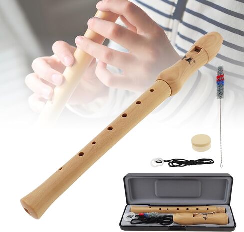 Recorder Instrument for Adults Kids Beginners, Baroque fingering C Key Soprano Wooden Recorder, Musical Instruments Flute Instrument, 2-piece Type Recorder With Hard Case, Cleaning Brush, Cork Paste in Saudi Arabia