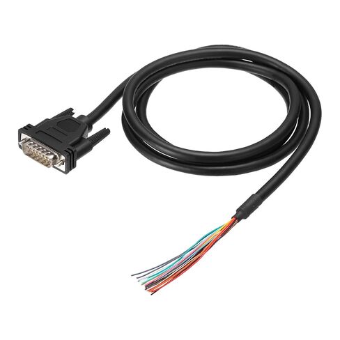 PATIKIL 4.9 قدم 26AWG DB15 موصل ذكر إلى نهاية السلك العاري RS232 15 دبوس كابل تمديد تسلسلي مزدوج محمية موصل ذكر مطلي بالذهب، أسود in Kuwait