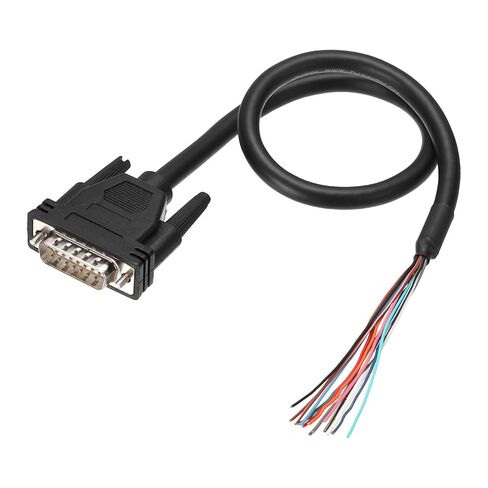 PATIKIL 4.9 قدم 26AWG DB15 موصل ذكر إلى نهاية السلك العاري RS232 15 دبوس كابل تمديد تسلسلي مزدوج محمية موصل ذكر مطلي بالذهب، أسود in Saudi Arabia