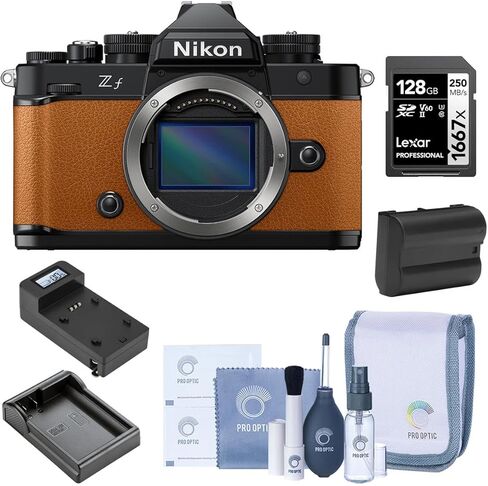 Nikon Z f Mirrorless Camera, Orange, Bundle with 128GB Memory Card, EN-EL15c Battery, Smart Charger Plate, Charger Base, Cleaning Kit in Saudi Arabia
