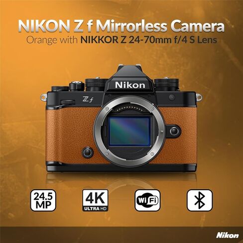 Nikon Z f Mirrorless Camera, Orange, Bundle with 128GB Memory Card, EN-EL15c Battery, Smart Charger Plate, Charger Base, Cleaning Kit in Saudi Arabia