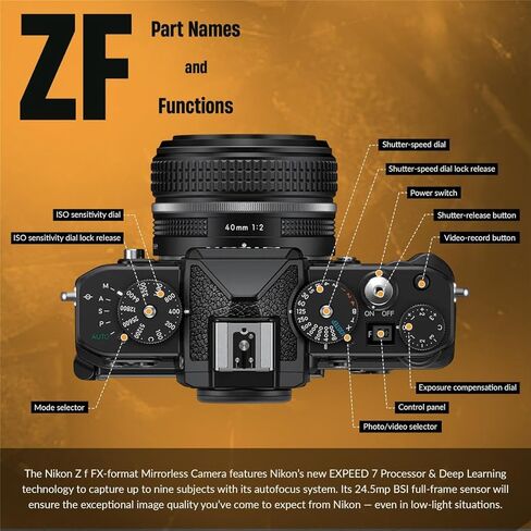 Nikon Z f Mirrorless Camera, Orange, Bundle with 128GB Memory Card, EN-EL15c Battery, Smart Charger Plate, Charger Base, Cleaning Kit in Saudi Arabia