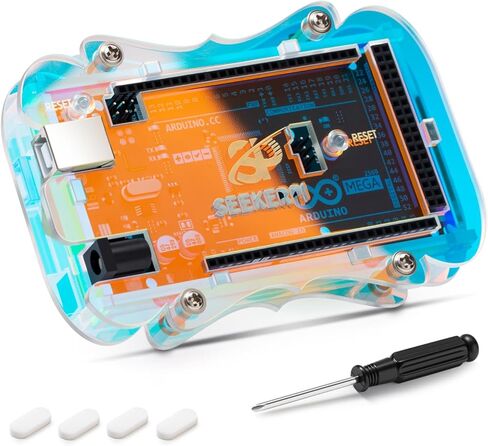 حافظة أكريليك شفافة قزحية اللون متوافقة مع لوحة Arduino MEGA 2560 R3. (غير متضمنة مع لوحة MEGA 2560 R3) in Kuwait